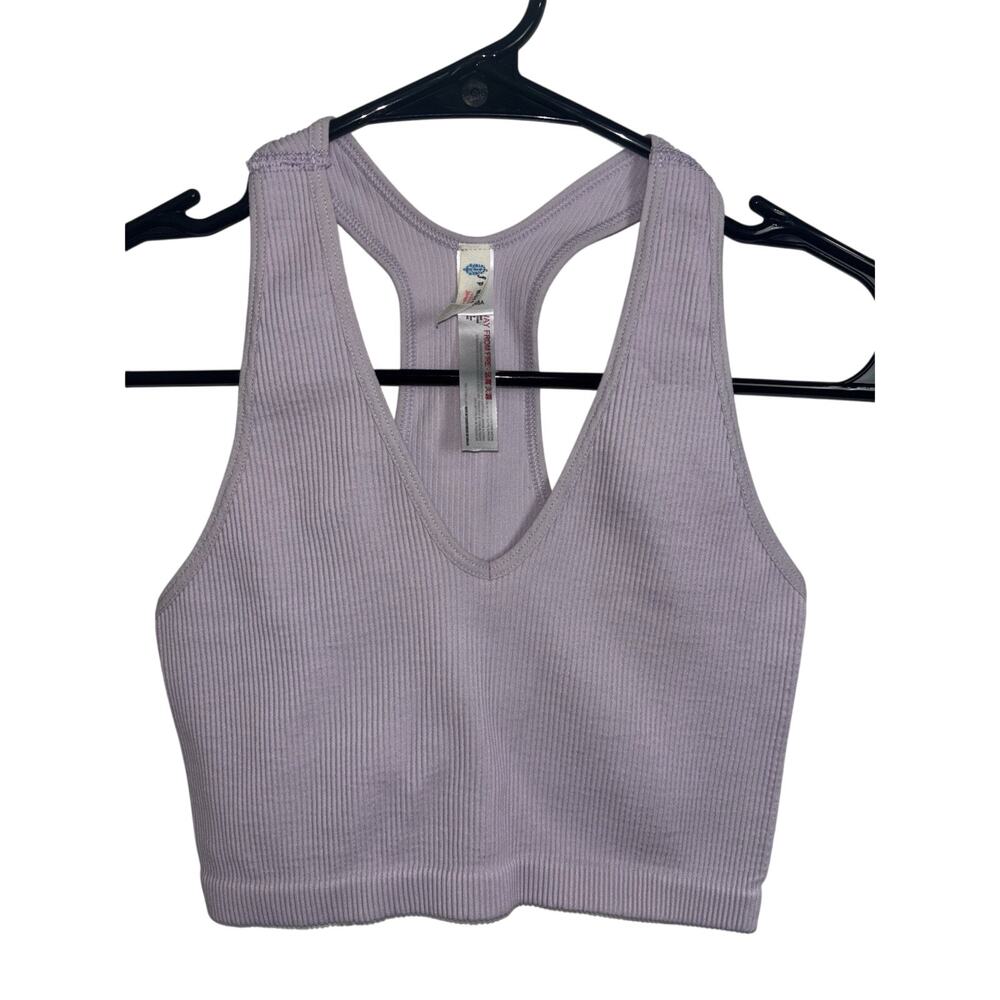 Free People FP Movement Lavender Free Throw Crop Ribbed Racerback Bra Top S